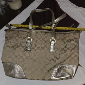 Coach Tan and Gold Signature Tote